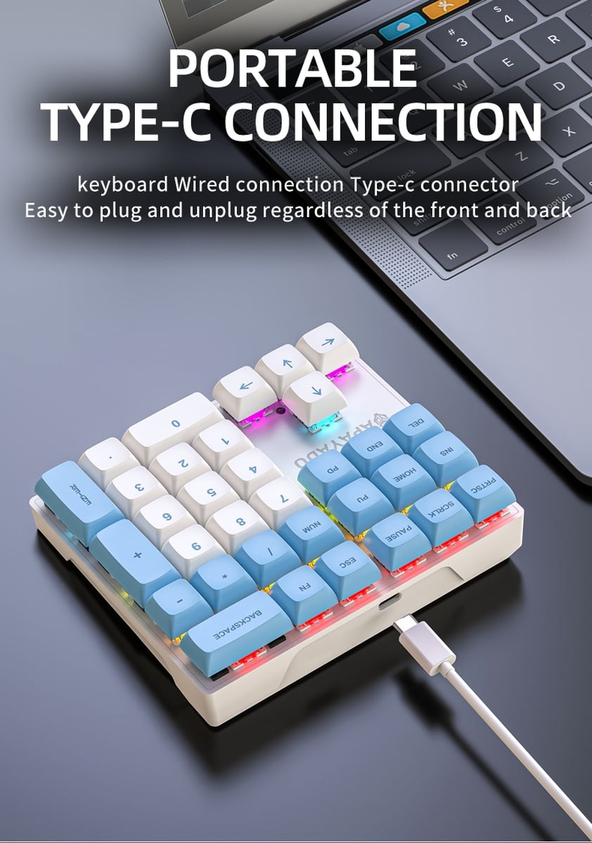 10キーボード 有線 メカニカル 33キー LED テンキーパッド カーソル