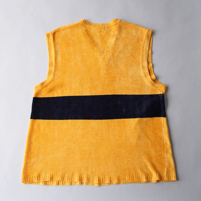 line design super big v-neck pile knit vest