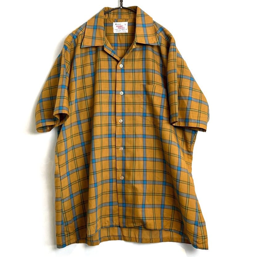 Windsor] Vintage S/S Open Collar Plaid Shirt [1970s-] Vintage S/S
