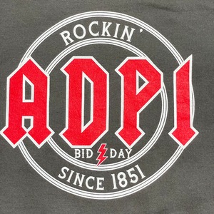 【GILDAN】ROCKIN ADPI パロディ ロゴ プリント スウェットトレーナー 裏起毛 M US古着