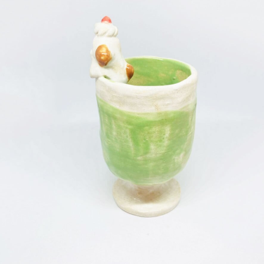 いぬのクリームソーダの花瓶/ すずきたまみ / 陶芸作品