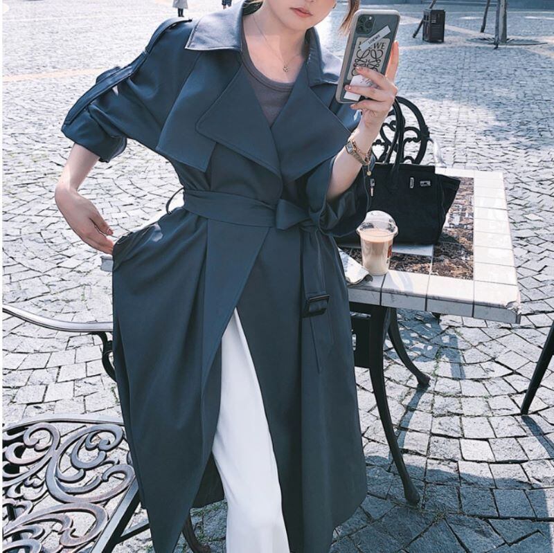 トレンチコート レディース アウター コート ロングコート ロングトレンチコート トレンチコート ロング ボリューム袖コート 春 アウター レディース アウター トレンチコート ジャケット ロング丈 ライトアウター 春新作 春 春服 新作 ネイビー パープル P8186 Kirari