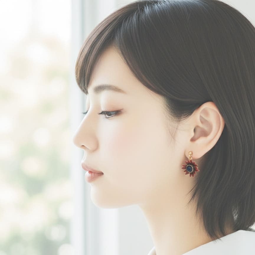 rudbeckiaピアス（チェリーブランデー）