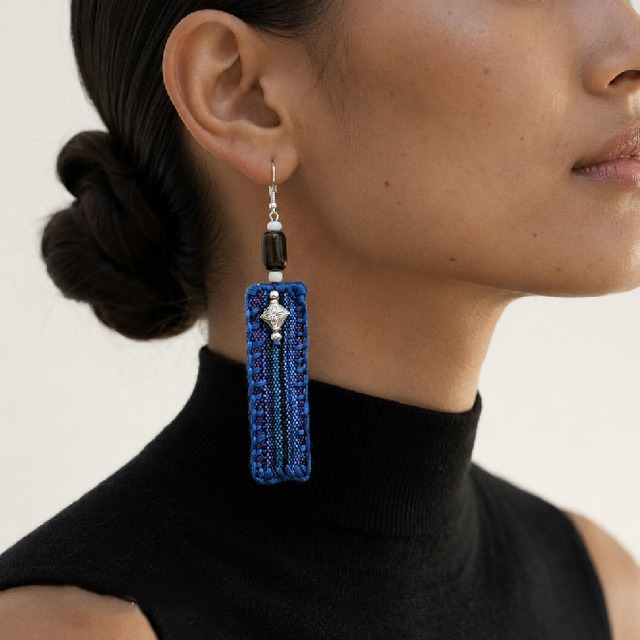 blue ethnic drop pierce<a3148>