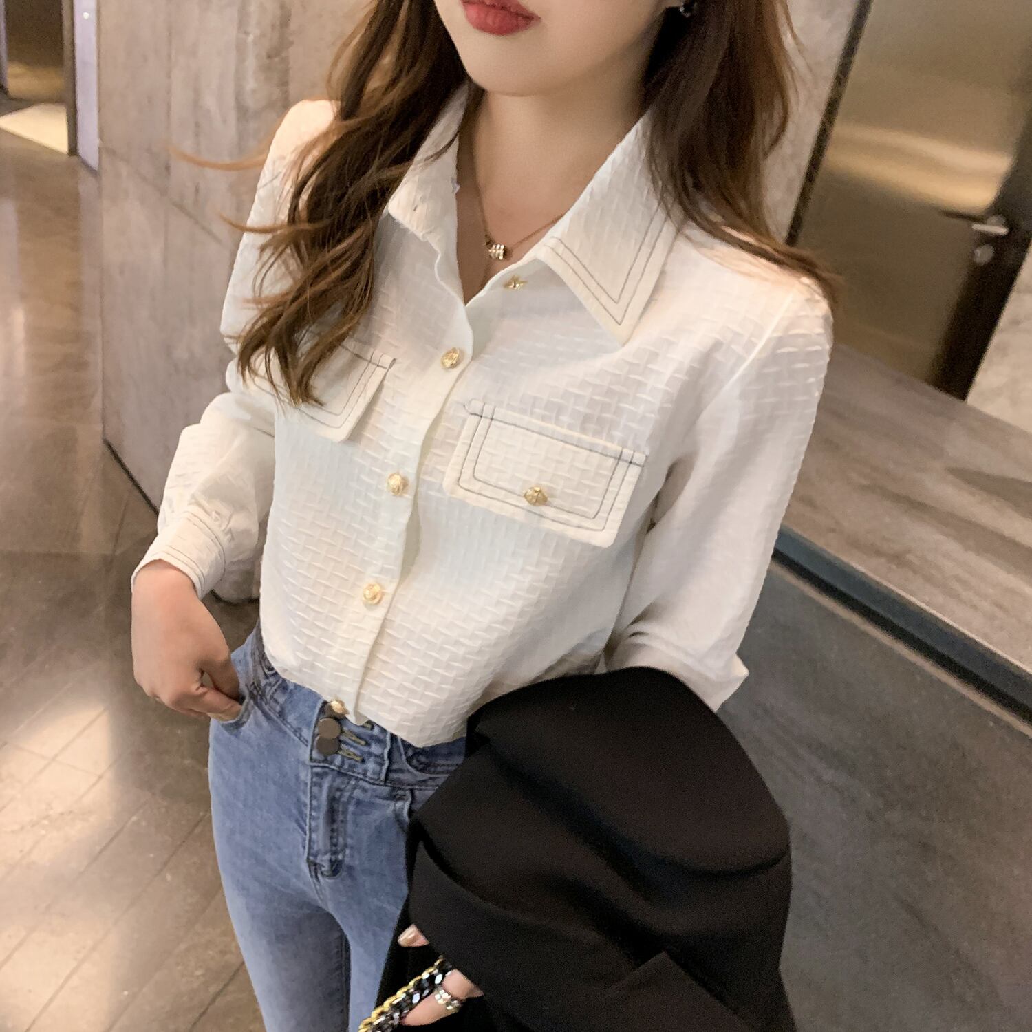 カラー格子柄シャツ スプリングスタンダードスタイルジャケット レトロ 春物 6Du_Shop_Women64038921549