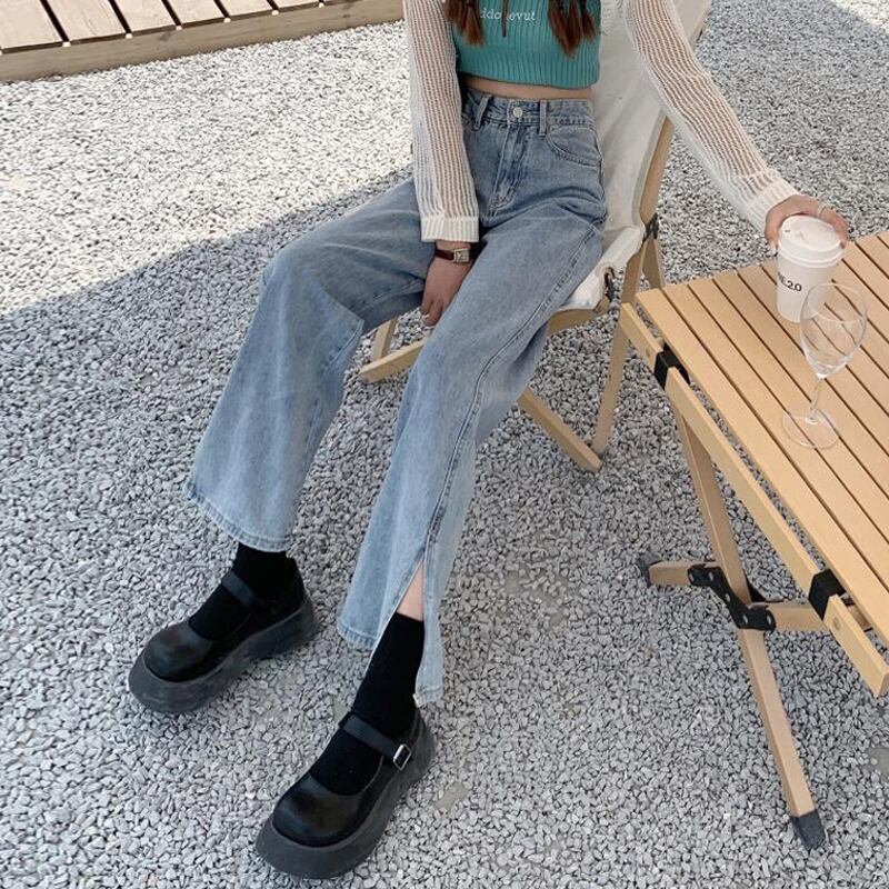 ジーンズ ハイウェストウェストサマーパンツ ルーズ薄手 夏物 試着室4764091328