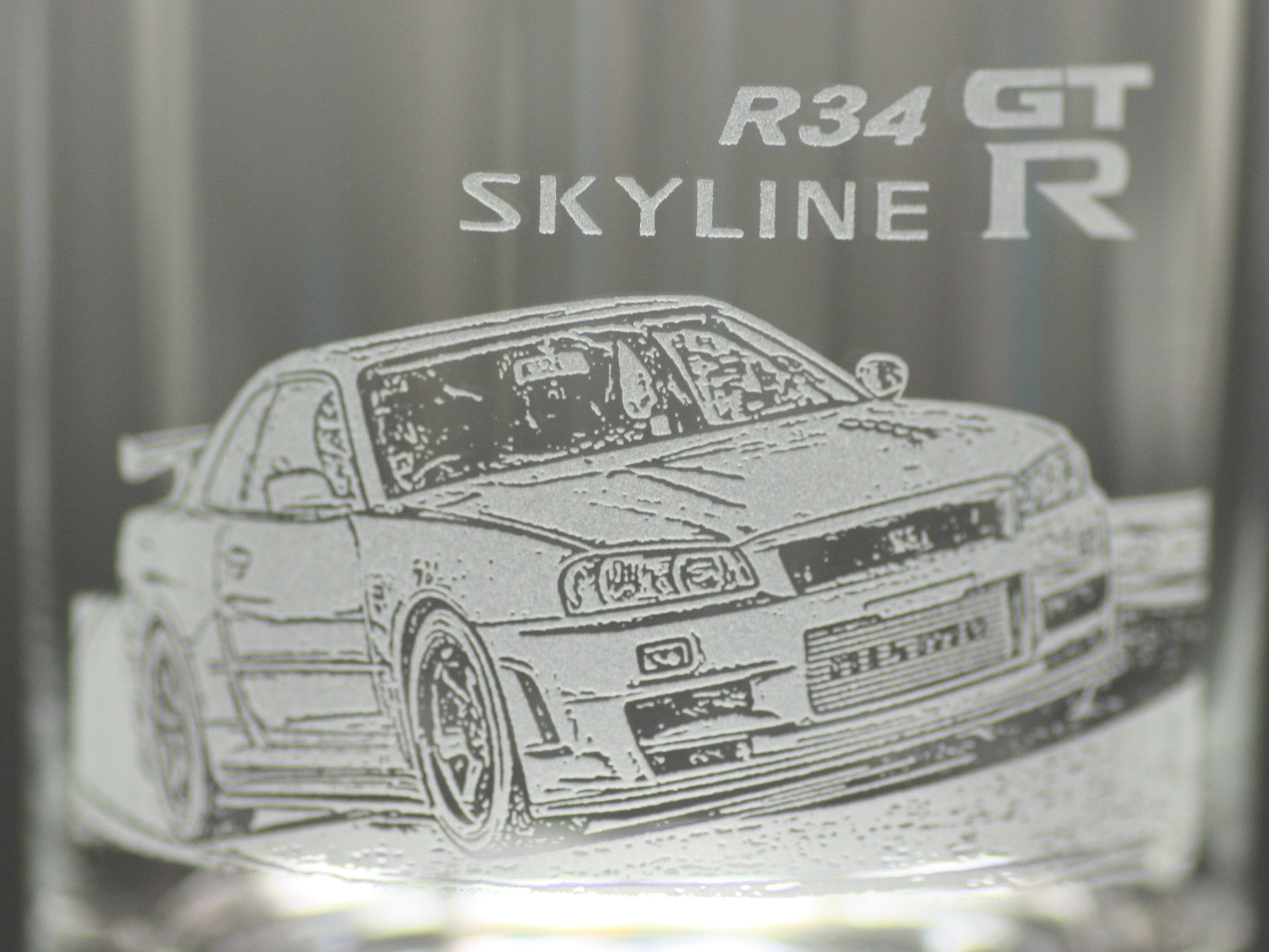 スカイラインGT-R(R34) ロックグラス 底面オリジナルメッセージ＆名