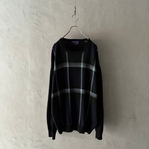 -Alan Flussen- check design cashmere knit sweater
