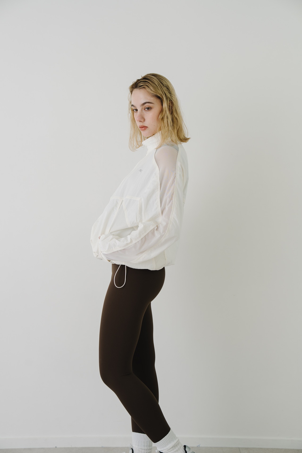 Sheer Shoulder Track Jacket 【White】