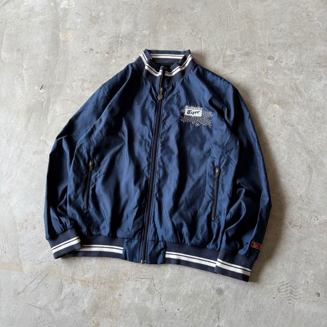 オニツカタイガー 刺繍ワッペン ジップブルゾン ジャケット アウター Lサイズ Onitsuka Tiger / embroidery nylon jacket size L | 古着屋COBBLES
