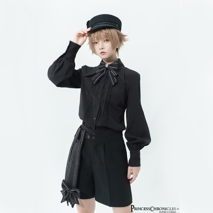 サブカル 服 地雷系 通販 王子 皇子系 ロリータ Princess Chronicles オリジナル ハーフパンツ 蝶結び リボン 貴族 麗人 ゴシック 舞台衣装