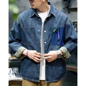 pocket loose denim shirts A0796