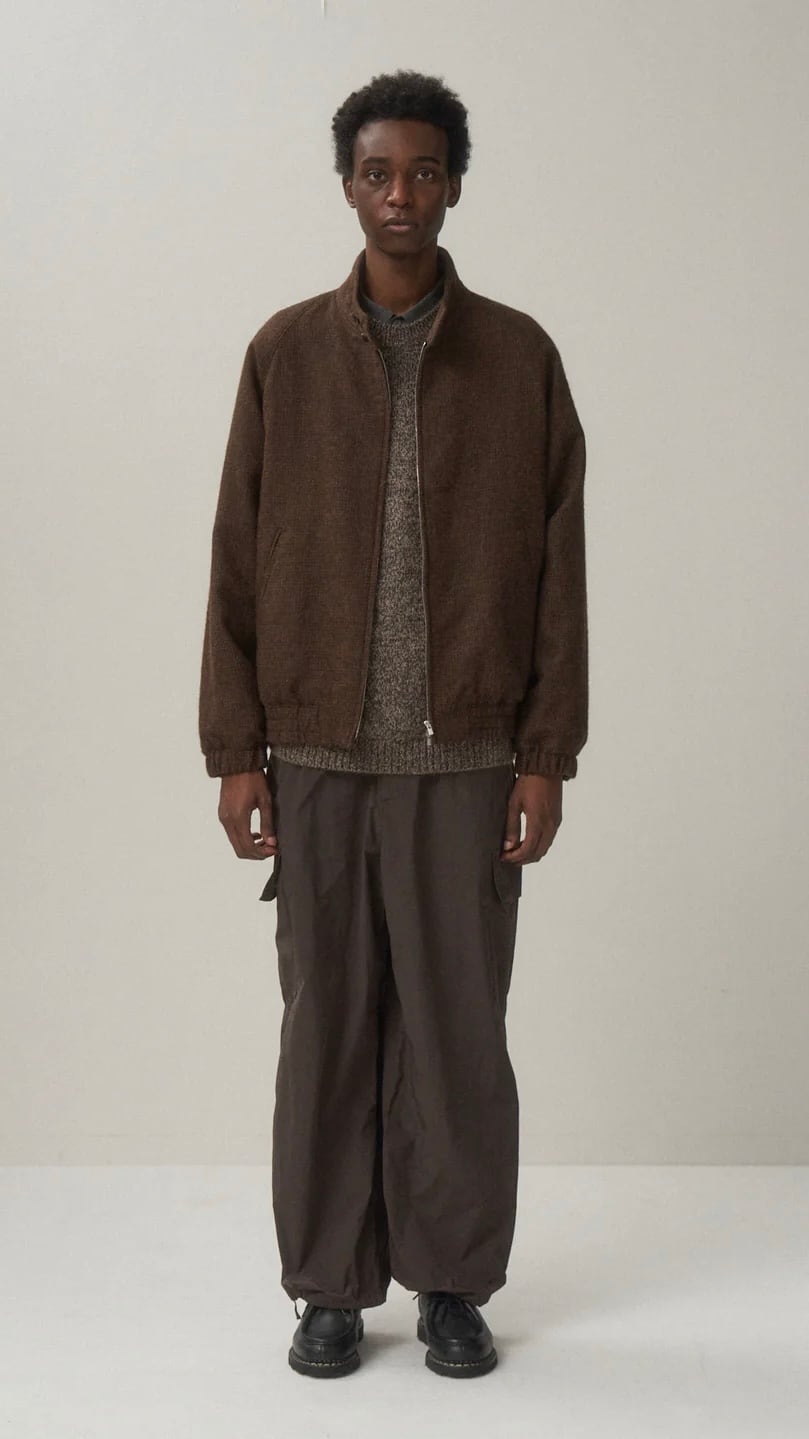 ジャケット・アウター LIDNM Alpaca Tweed Harrington Jacket ATON -ALPACA HOUND TOOTH | HARRINGTON JACKET- :BROWN, :CHARCOAL