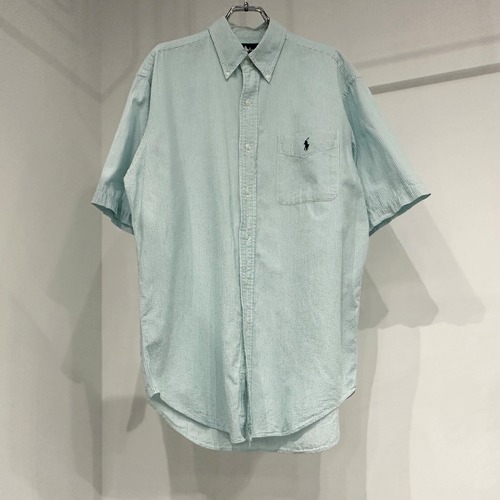 【USED】Ralph Lauren ラルフローレン ボタンダウンシャツ 半袖 シアサッカー ストライプ L