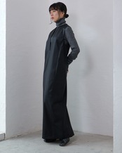 itochi - shuttle loom fabric keyneck jumper skirt / black