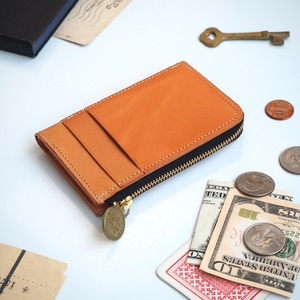 L-shaped zipper fragment case (biscuit beige) pass card mini wallet