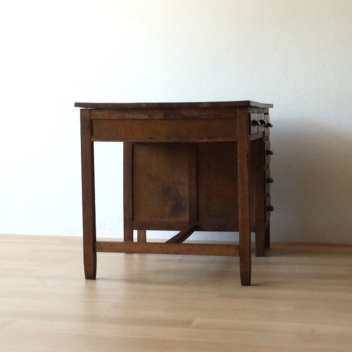 アンティーク ナラ材 片袖机 レトロ 無垢材 デスク 古家具 | RENOKA