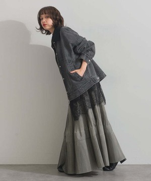 3003 スウェード襟切替デニムブルゾン black