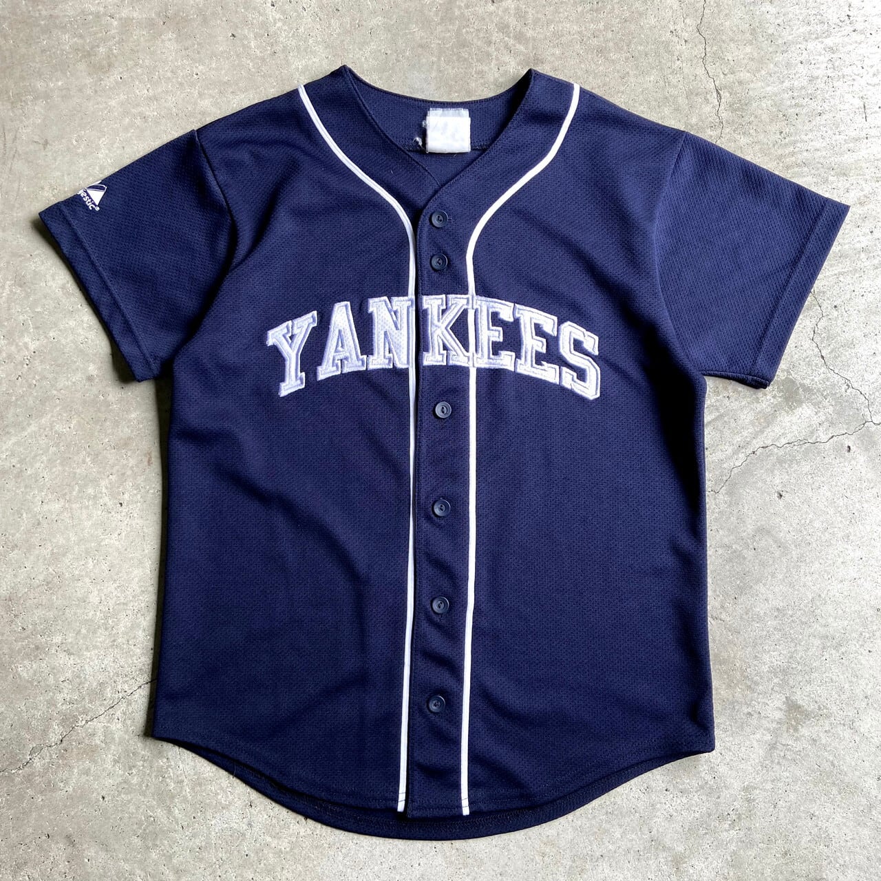 MAJESTIC マジェスティック MLB ニューヨーク・ヤンキース デレク・ジーター ベースボールシャツ レディースM相当 古着 NEW YORK  YANKEES レプリカユニフォーム ネイビー 紺色 【ゲームシャツ】【SA2204】 | cave 古着屋【公式】古着通販サイト