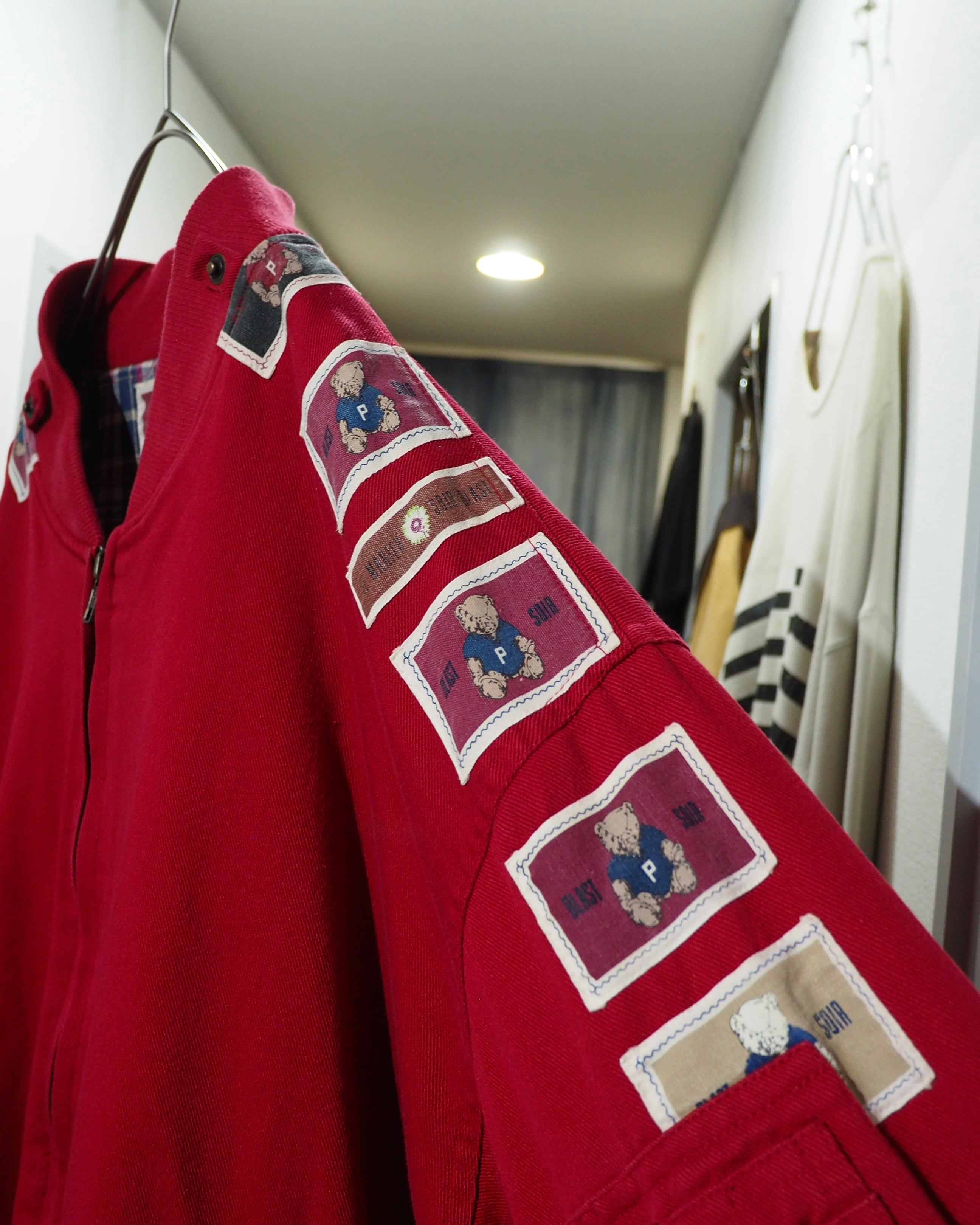 1980 - 90s Cute Teddy Bear × Flower Patchwork Embroidery Vintage Flight Jacket