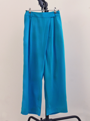georgette color long slacks（turquoise）
