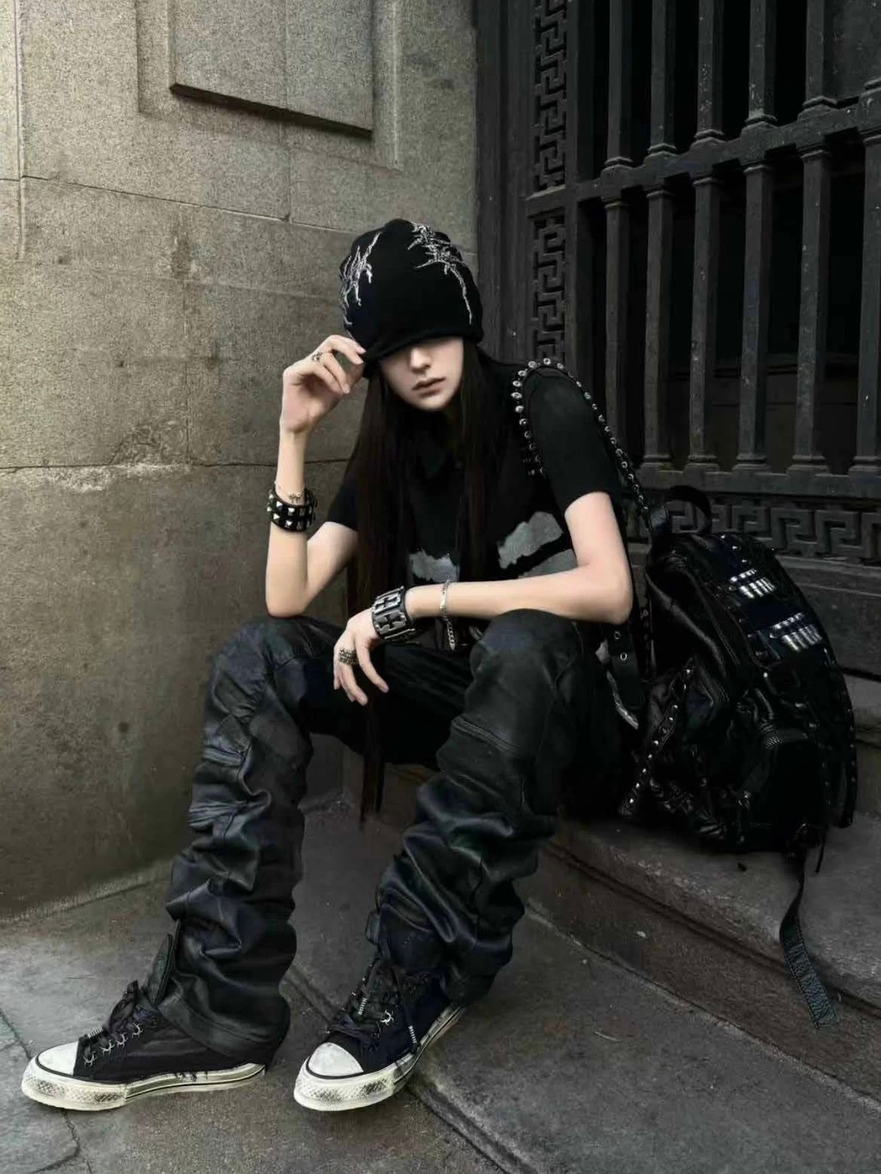 【CinderVein】Dual Track Reconstructed Waxed Denim Pants