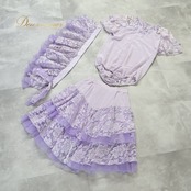 社交ダンス 衣装 PROCEEDS プロシーズ セットアップ 上下セット パープル系 レオタード トップス スカート 花柄 フリル かわいい 淡い 練習 レッスン ダンス衣装 イベント ステージ パーティー おしゃれ 華やか