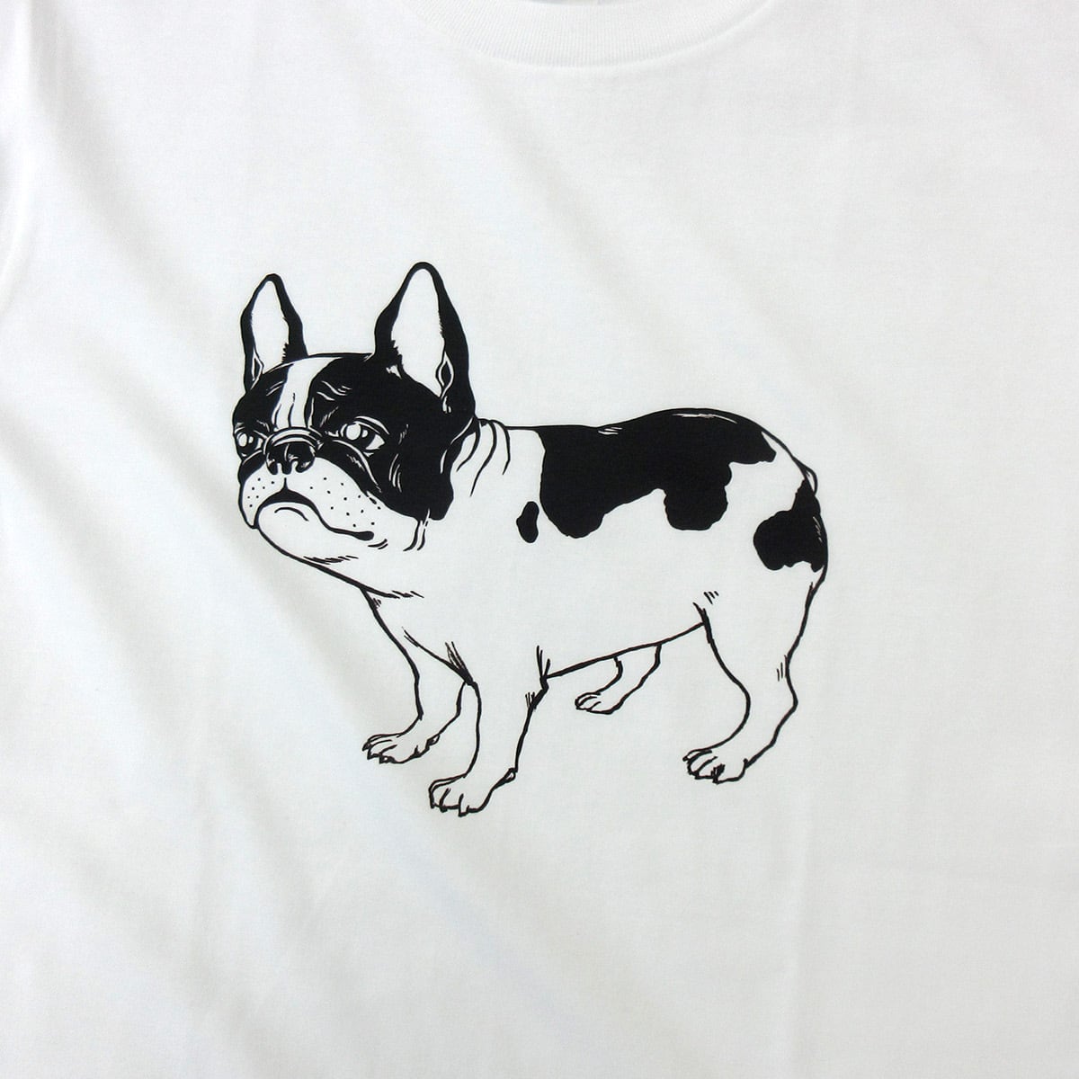 選べるデザイン フレブル 立ち姿ポーズ Tシャツ dog27 イラスト 犬 フレンチブルドッグ パイド or クリーム 夏