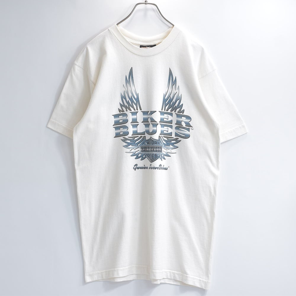 90s USA製 HARLEY-DAVIDSON BIKER BLUES ウィング両面プリント Tシャツ