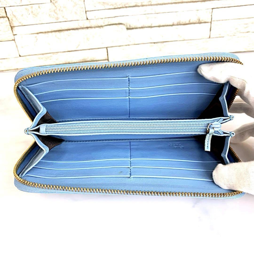 美品❣️グッチGUCCI 長財布シマレザーラウンドファスナー