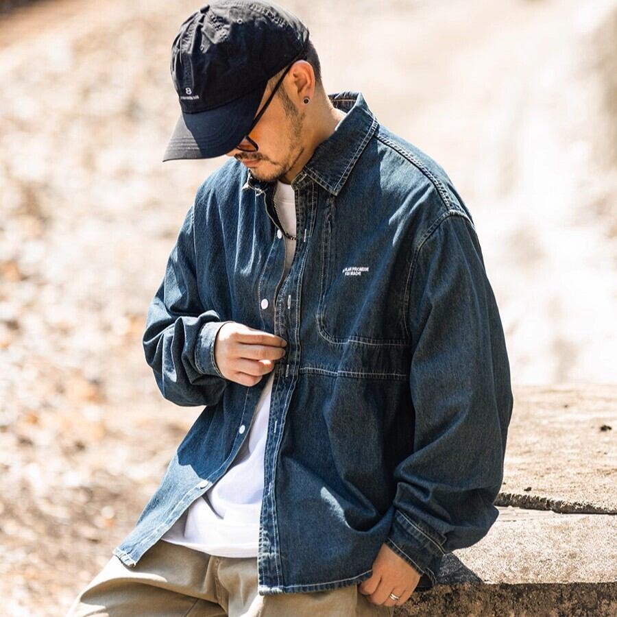 ジップロゴポケットデニムシャツ vi1548