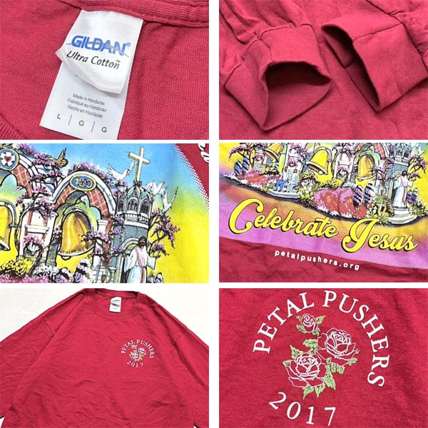 1点物◇ギルダンGILDANエンジ色バックプリント長袖ロンTシャツ古着L