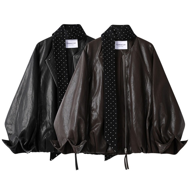 PU leather zip blouson　M1526