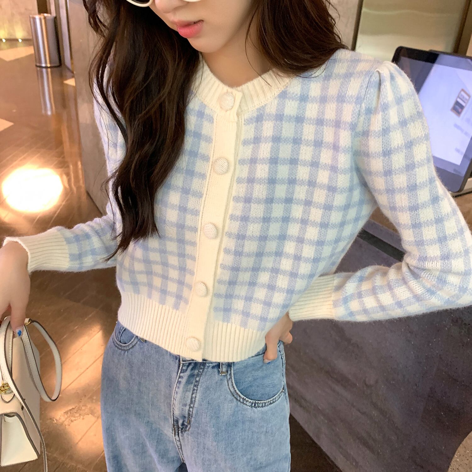 オータムショートニットカーディガン薄手セーター ジャケット 大人ガーリー スウィート キュート カジュアル 秋物 6Du_Shop_Women71241056361