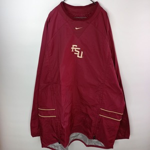 ナイキ　ナイロンプルオーバー　レッド　刺繍センターロゴ　オーバーサイズ　XL