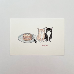 ポストカード 「パンケーキと子ねこたち」