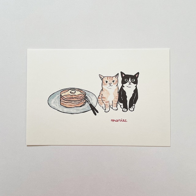 ポストカード 「パンケーキと子ねこたち」