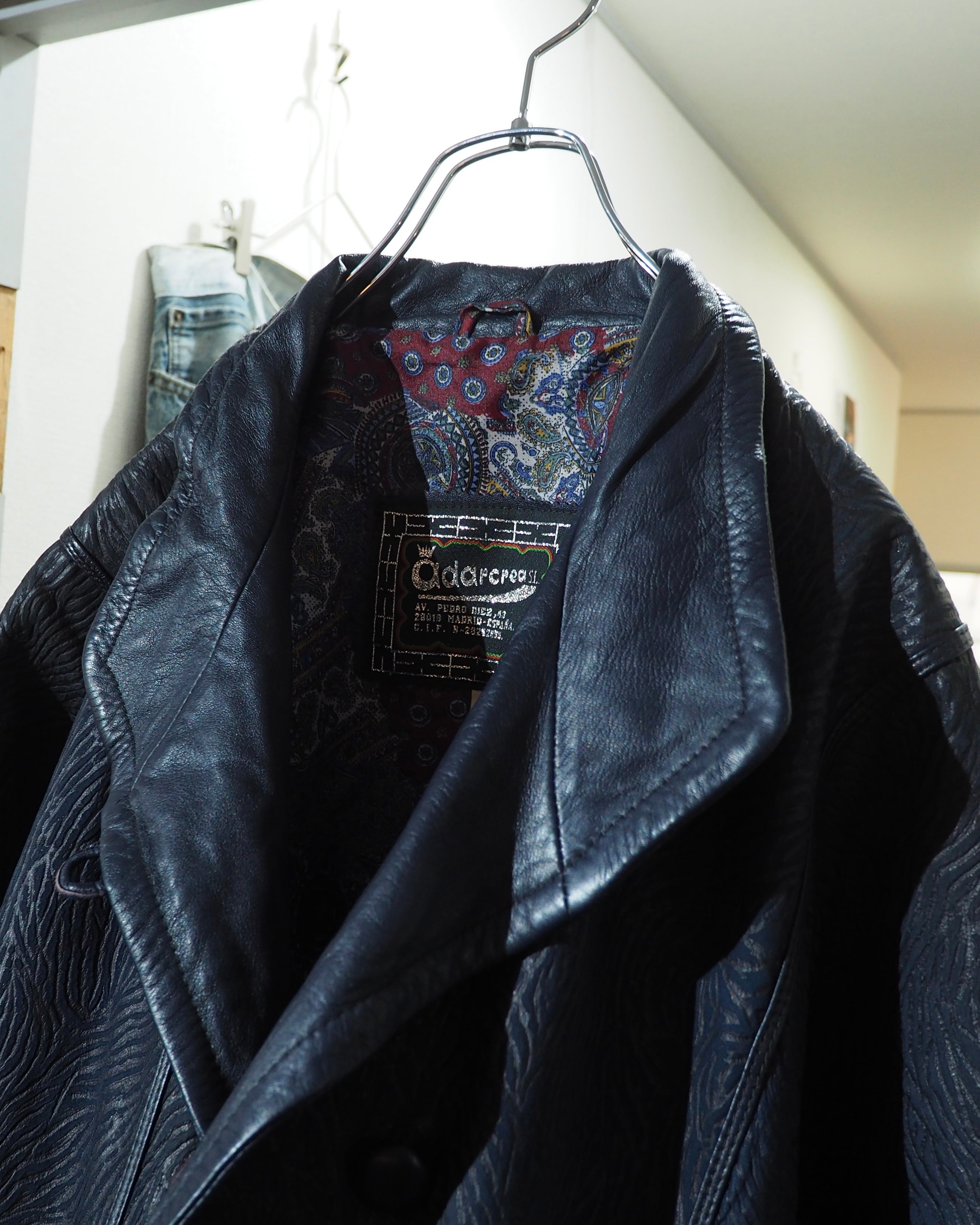 1990s " 珍品 ‐ Made in Spain " Vintage Lamb Leather Mao Collar China Jacket
