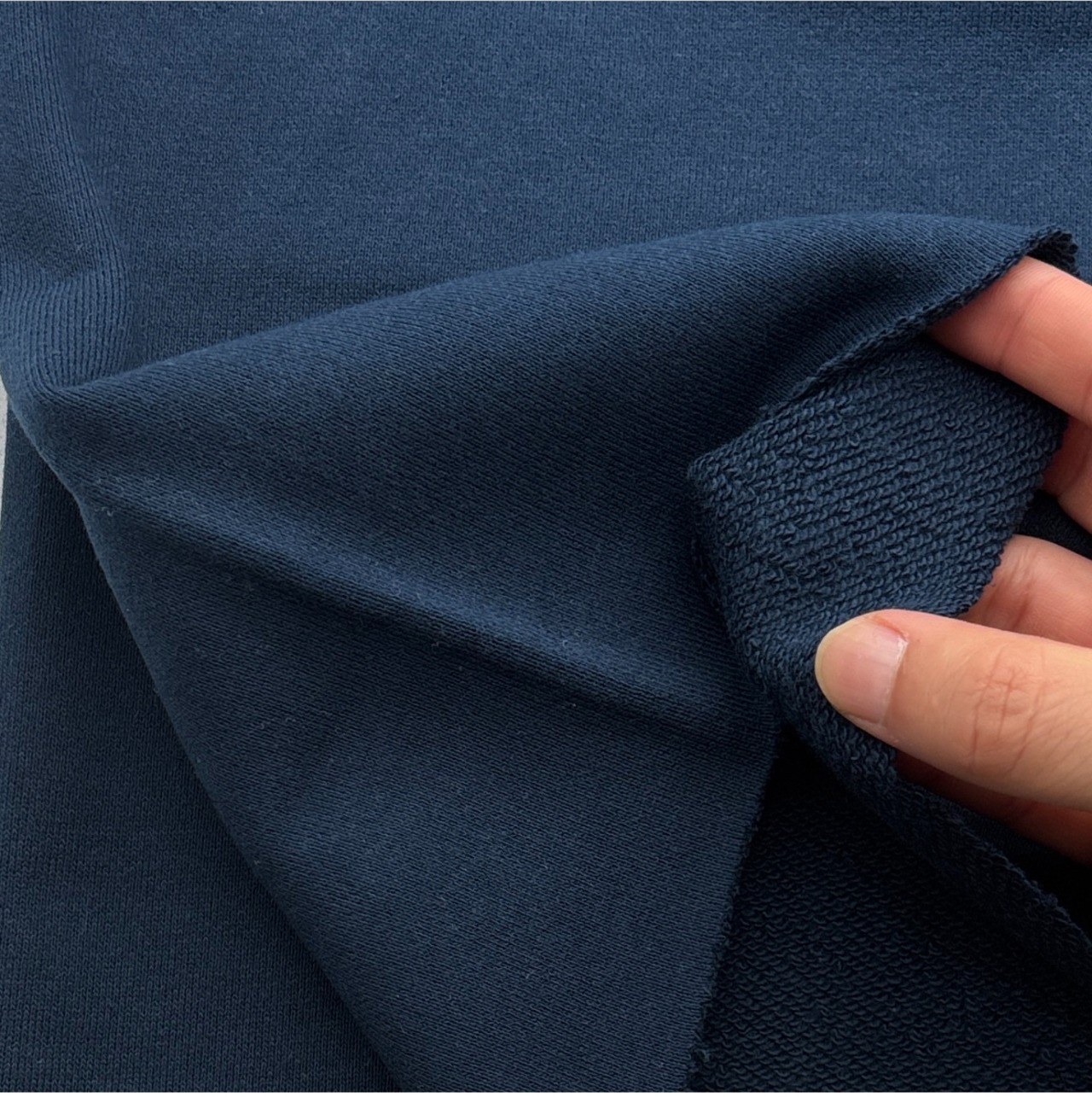 ★AM065◆1.7m◆ラスト1点!綿100%丸仕上げ裏毛ニット生地◆ネイビー