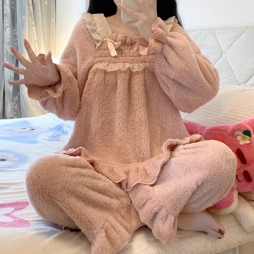 2色／レーススクエアネックボアルームウェア ・71616