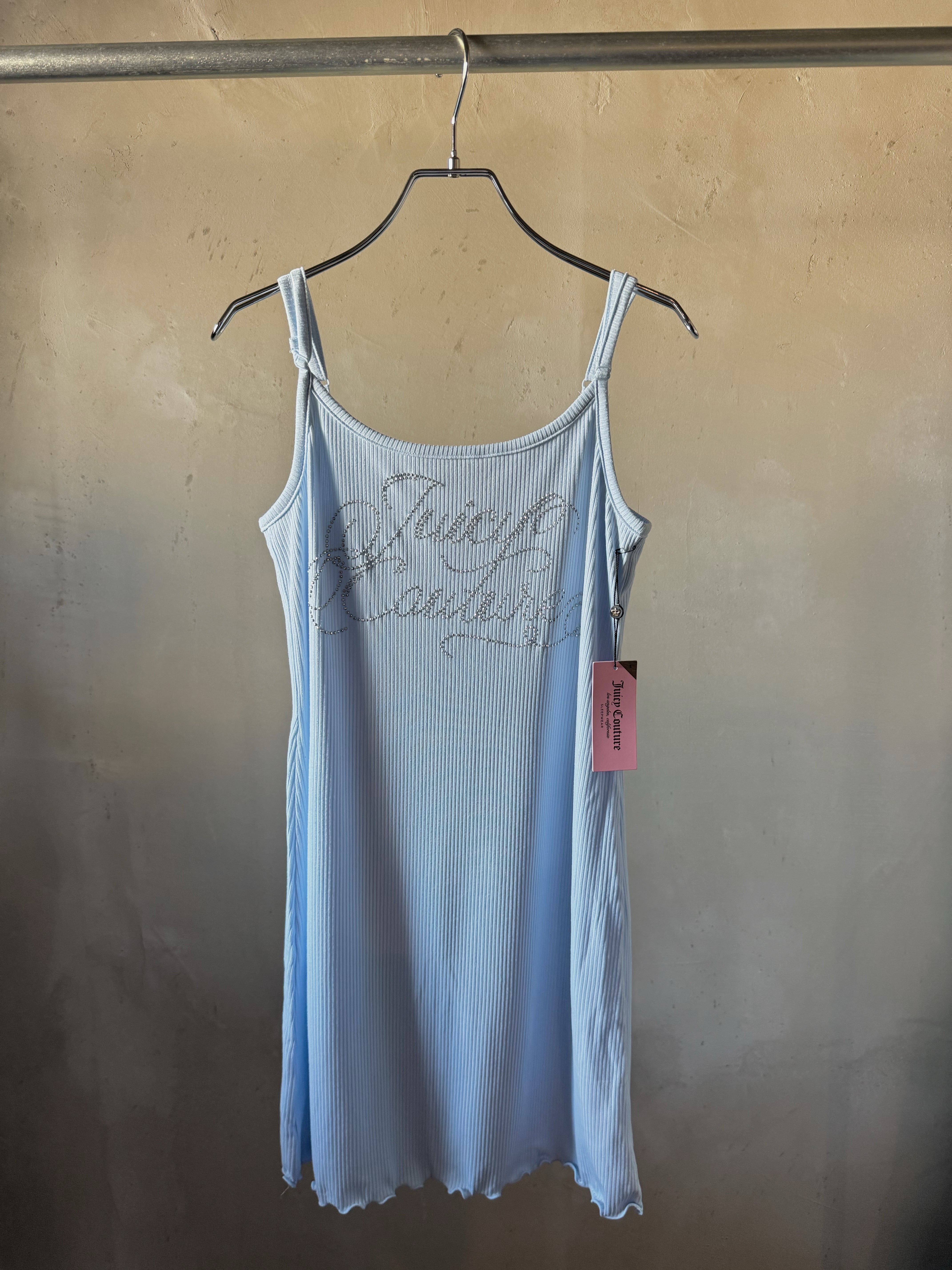 JUICY COUTURE logo kirakira ice blue cami dress