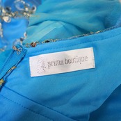 社交ダンス 衣装 prima boutique プリマブティック ドレス ワンピース ブルー系 水色 スパンコール 花 かわいい 明るい 上品 チョーカー ダンス衣装 金 イベント ステージ パーティー レディース おしゃれ キラキラ 輝き ゴールド系