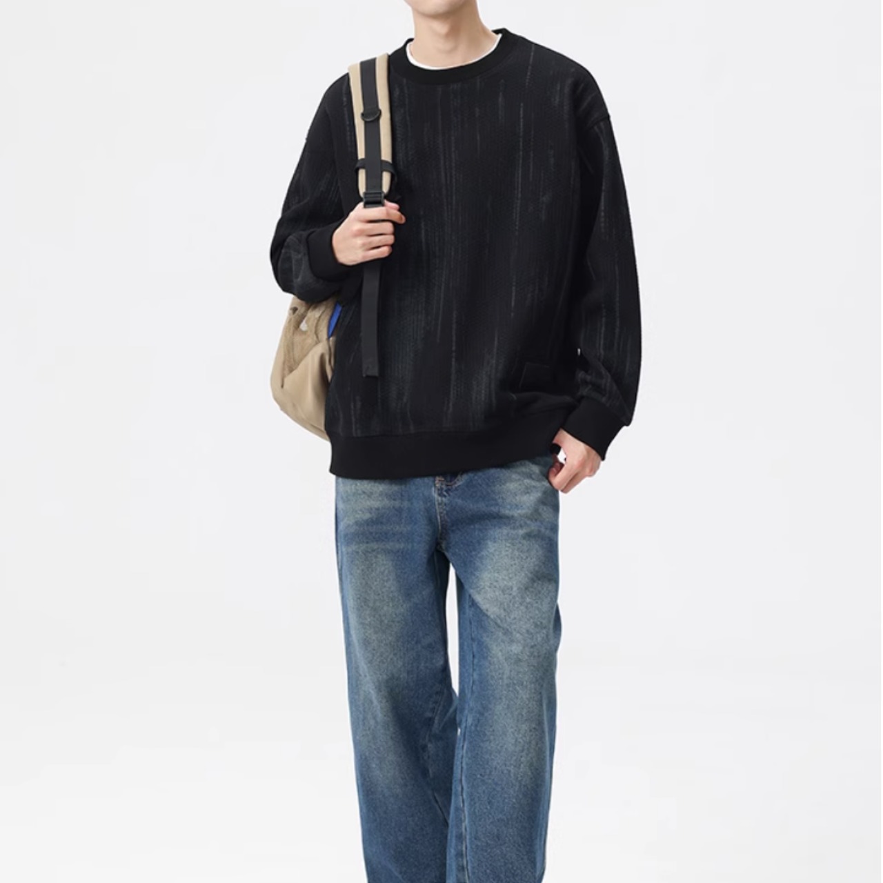 ラウンドネック 長袖ニット af0312