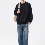 ラウンドネック 長袖ニット af0312