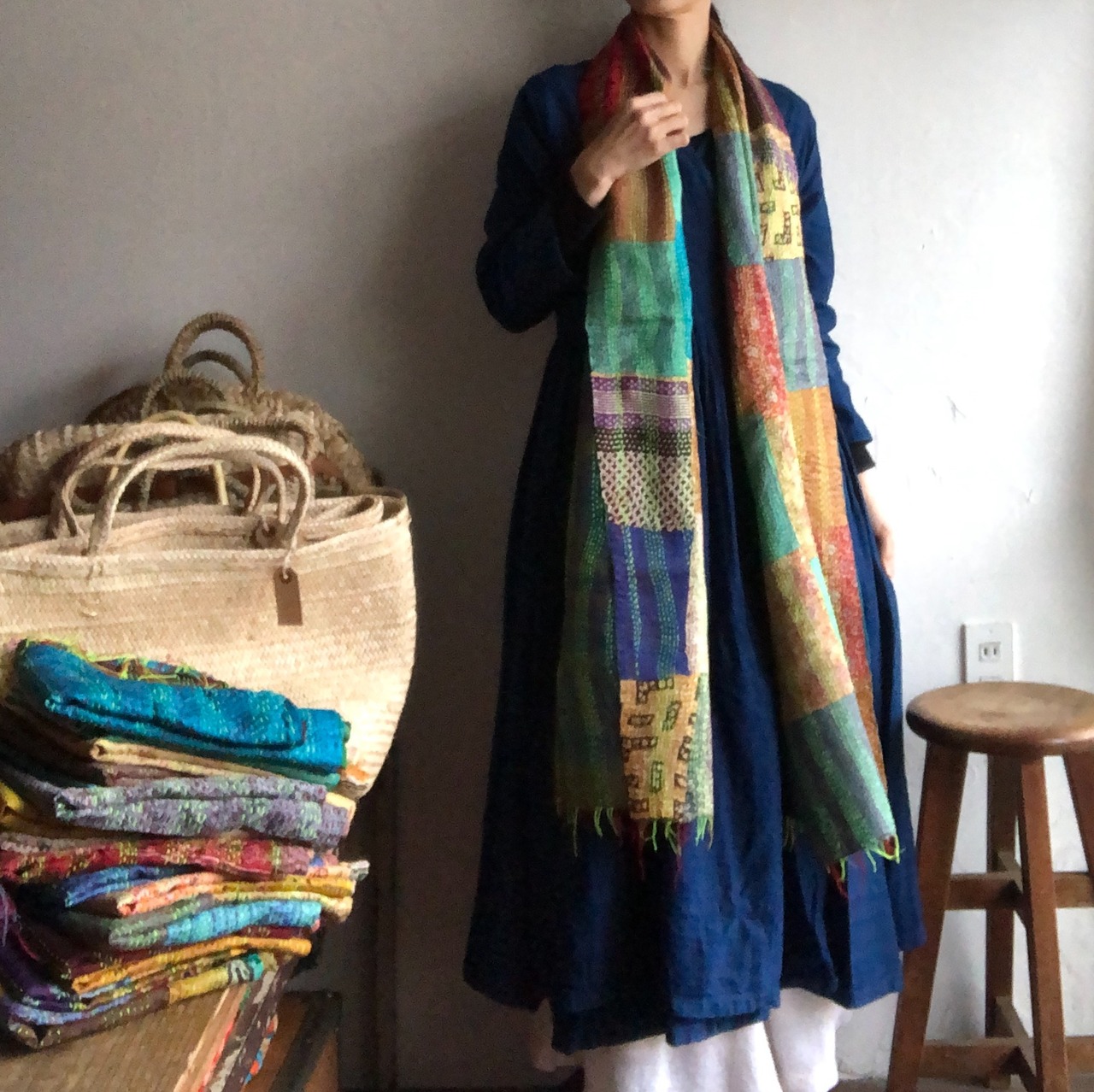 リサイクルサリーのカンタショール パッチワーク小02 インドの手仕事布 Mulaセレクト