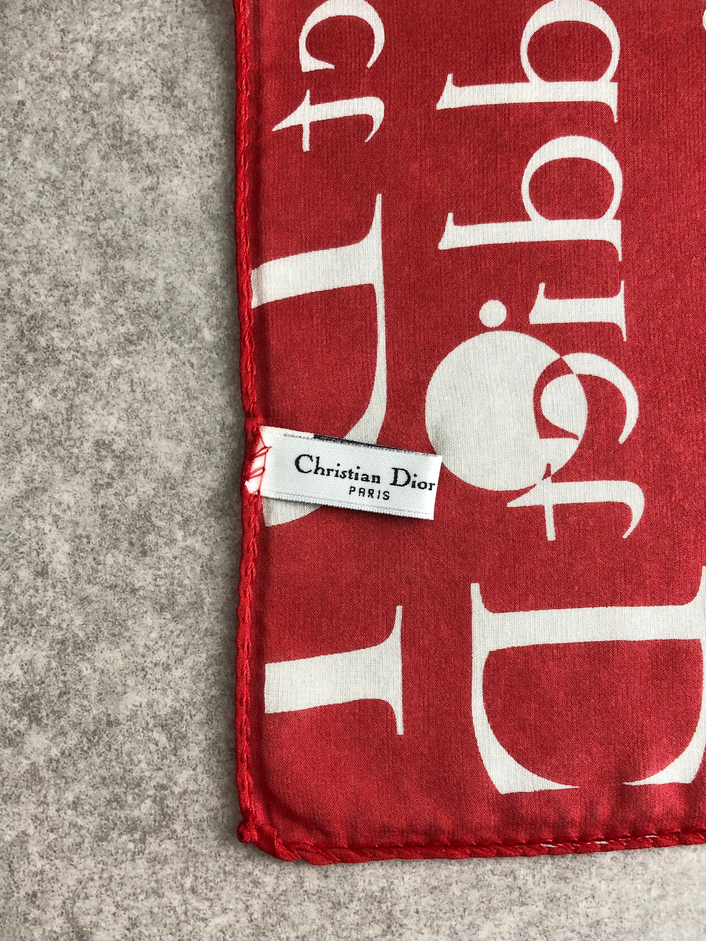 Christian Dior クリスチャン ディオール スカーフ レッド ホワイト