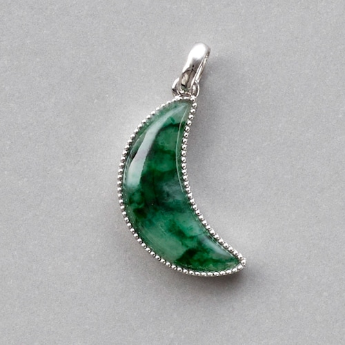 【K10WG Jadeite Moon Pendant 】A貨翡翠 jd_pt1254