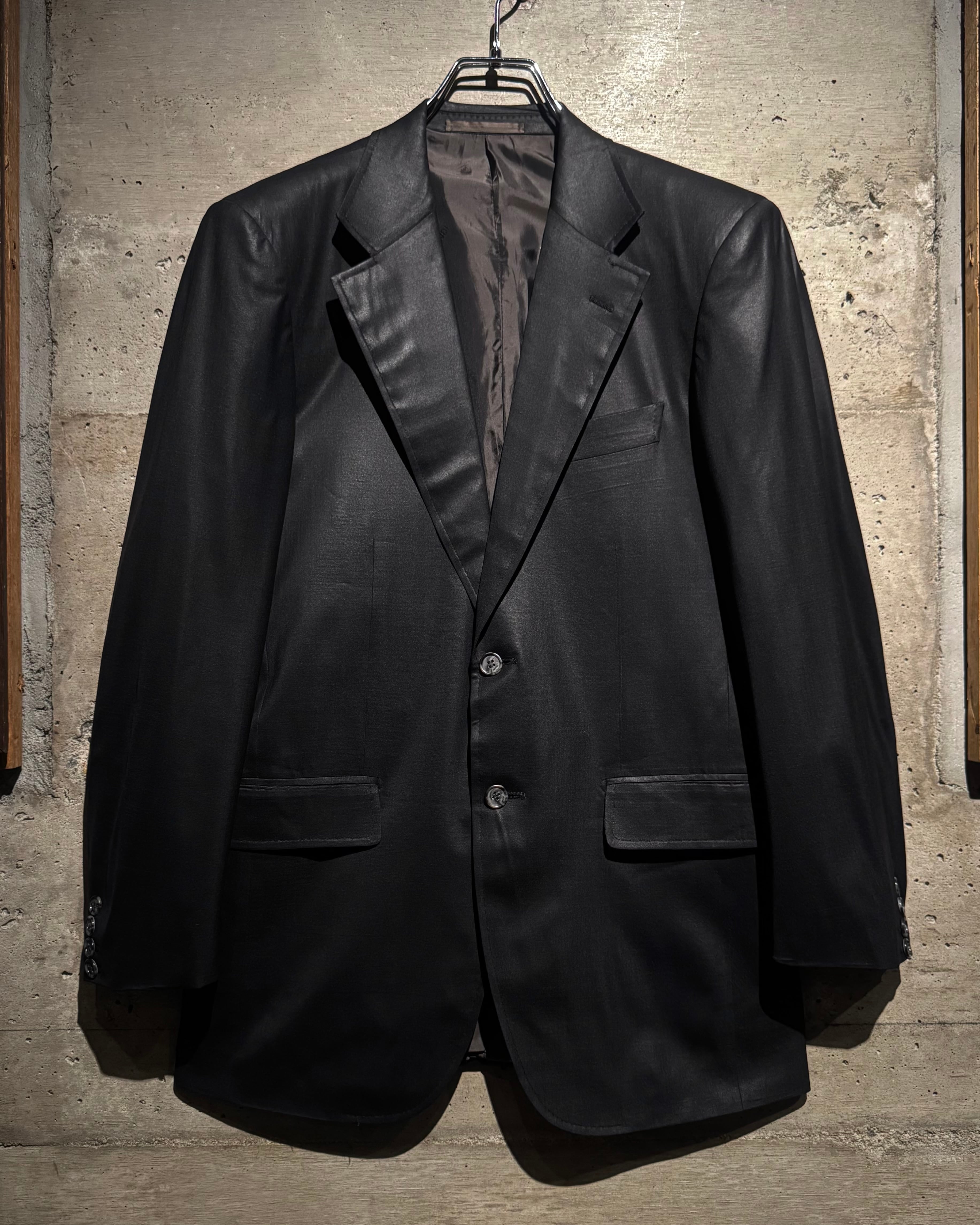 ム*カ様 FENDI GIACCA PANNI CACHEMIRE テーラードジ Caka】“FENDI” Vintage Glossy Dark Gray Vintage Tailored Jacket