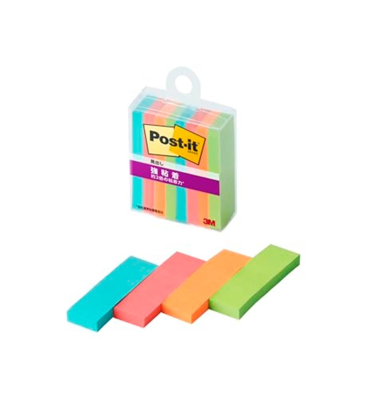 ポストイット 付箋 強粘着 見出し マルチカラー1N 50×15mm 45枚 4色 各2パッド クリアケース 700SS-MC-1N