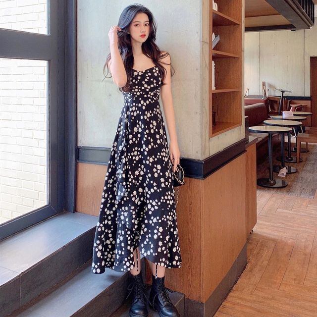 花柄キャミワンピース ワンピース ノースリーブ レイヤード Aライン フレア マキシロング丈 ロングワンピース フェミニン きれいめカジュアル カジュアル 夏 春 Op 0913 Y Happy Orurea ハッピーオルレア